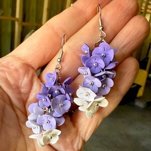 Handmade flower cluster earrings